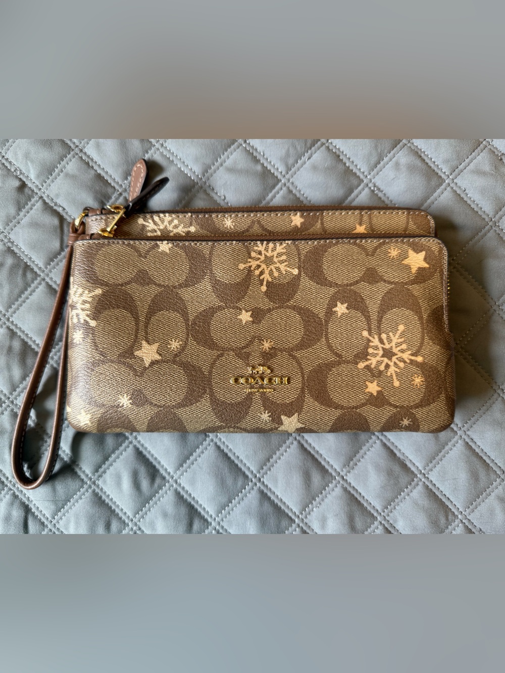 NWOT Coach Large Double Zip Wallet in Brown Signature Canvas